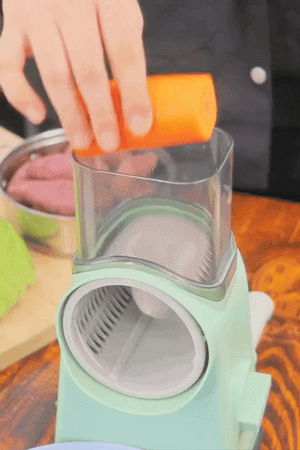 Stainless Steel Rotary Vegetable Cutter – Manual Hand-Crank Slicer & Shredder