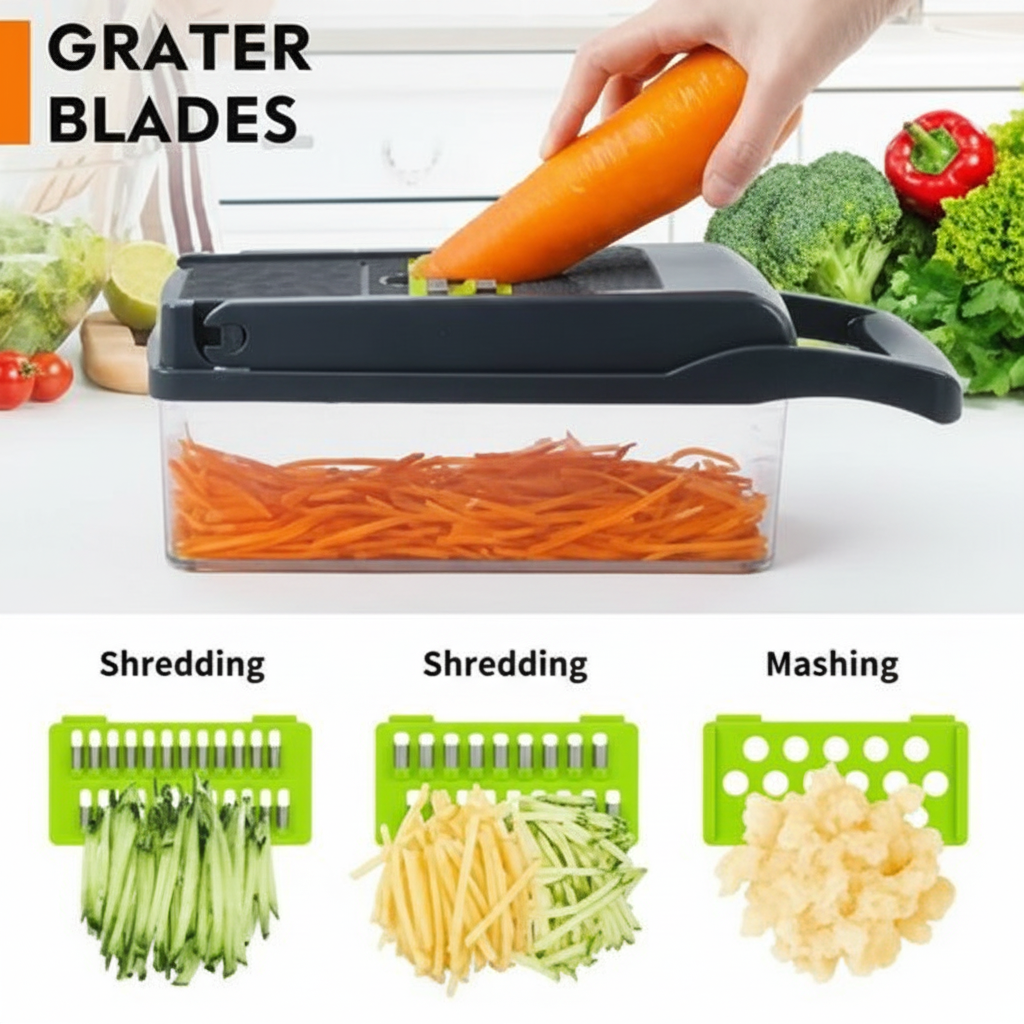 Zafran Pro 12-in-1 Precision Vegetable Chopper™ – Premium Multi-Blade Kitchen Prep System