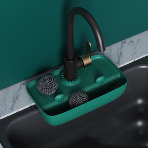 Anti-Skid Faucet Drain Mat – TPE Sink Sponge Holder & Drain Storage Rack