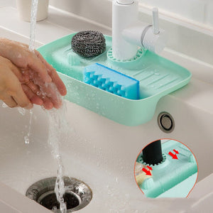 Anti-Skid Faucet Drain Mat – TPE Sink Sponge Holder & Drain Storage Rack