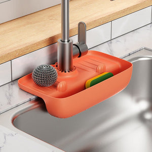 Anti-Skid Faucet Drain Mat – TPE Sink Sponge Holder & Drain Storage Rack