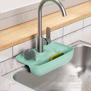 Anti-Skid Faucet Drain Mat – TPE Sink Sponge Holder & Drain Storage Rack