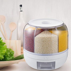 Rotating Food Storage Dispenser – Multi-Compartment Grain Container