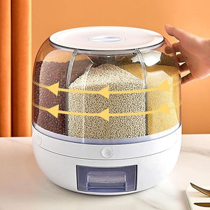 Rotating Food Storage Dispenser – Multi-Compartment Grain Container