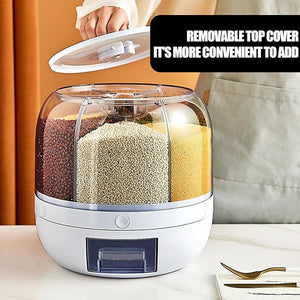 Rotating Food Storage Dispenser – Multi-Compartment Grain Container