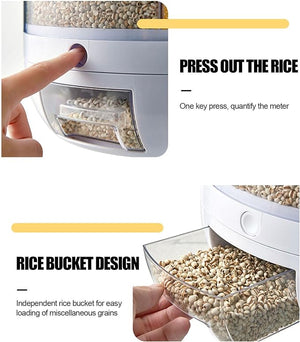 Rotating Food Storage Dispenser – Multi-Compartment Grain Container