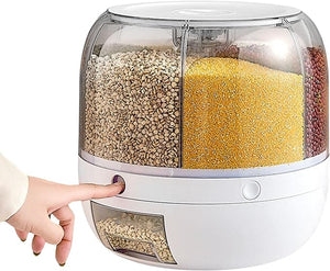 Rotating Food Storage Dispenser – Multi-Compartment Grain Container
