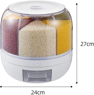 Rotating Food Storage Dispenser – Multi-Compartment Grain Container
