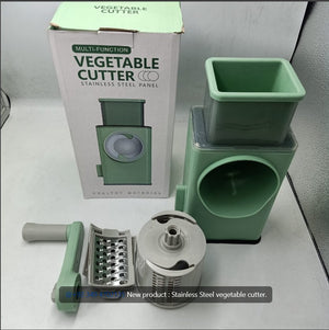 Stainless Steel Rotary Vegetable Cutter – Manual Hand-Crank Slicer & Shredder