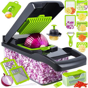 Zafran Pro 12-in-1 Precision Vegetable Chopper™ – Premium Multi-Blade Kitchen Prep System