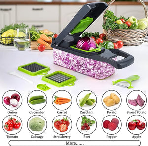 Zafran Pro 12-in-1 Precision Vegetable Chopper™ – Premium Multi-Blade Kitchen Prep System