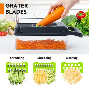 Zafran Pro 12-in-1 Precision Vegetable Chopper™ – Premium Multi-Blade Kitchen Prep System